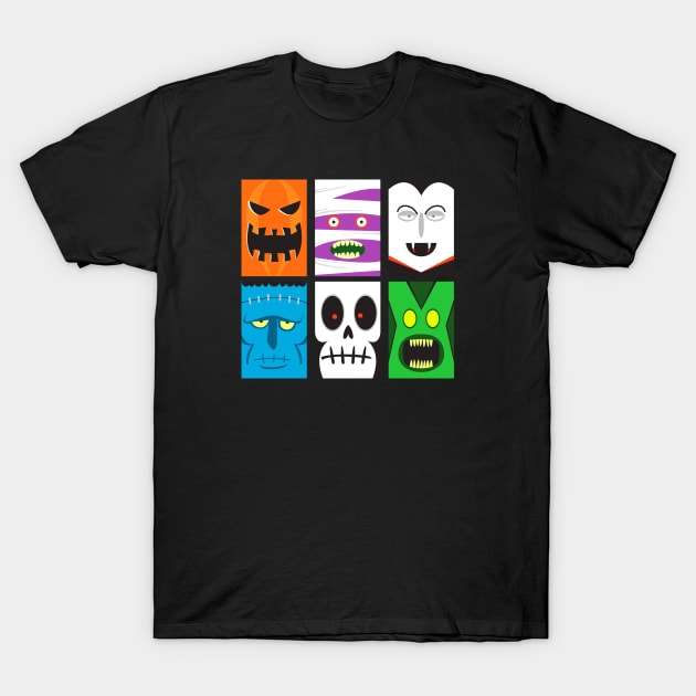 Cute Halloween Horror Faces T-Shirt by machmigo